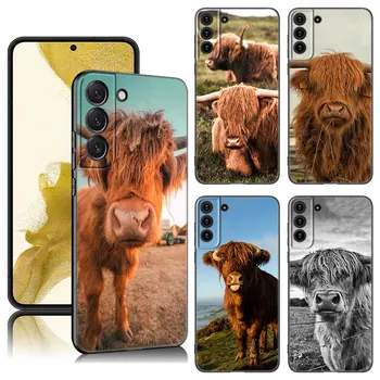 Cute Highland Cow Phone Case for Samsung Galaxy S20 S21 S22 S23 Ultra FE S10E S10 Lite S8 S9 Plus S6 S7 Edge silikoninis dangtelis