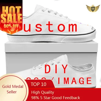 Custom Couple Logo Image Text Name Pinted Shoes for Unisex High Top Canvas Shoes Women Free Dropshipping Ladies Sneakers