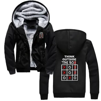 Think Outside The Box Table Hoodie The Big Bang Theory Logical Cotton Zipper Sweatshirt Men Winter Thicken Clothing Jacket