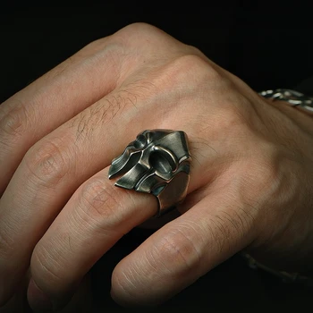 Viduramžių klasikinis Spartos šalmo žiedas Vyrai Paprasti retro nerūdijančio plieno karių žiedai Baikerių papuošalų dovana