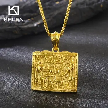 Egiptietiško rašto nerūdijančio plieno pakabukų vėrinys vyrams sidabro/aukso spalvos