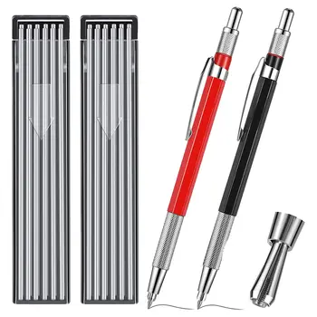 Suvirintojo pieštukas su 24 sidabro papildymais, mechaninis pieštukas Sidabrinis pieštukas Metalo gamintojo žirklės su įmontuotu galąstuvu