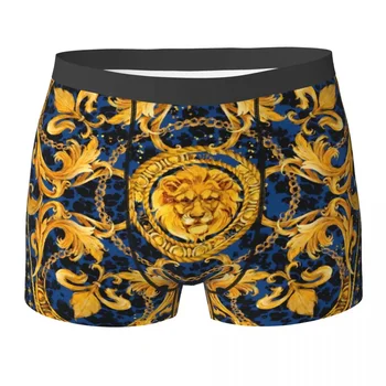 Man Luxury Shawl Design Gold Nėrinių akvarelės apatiniai drabužiai Sexy Boxer Briefs Shorts Kelnaitės Homme Polyester Apatinės kelnaitės