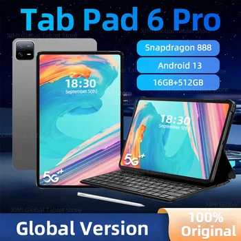 2024 Pad 6 Pro originali pasaulinė versija planšetinis kompiuteris Snapdragon 888 Android 13 HD 4K planšetinis kompiuteris 16GB+512GB 5G dviejų SIM kortelių WIFI Mi skirtukas