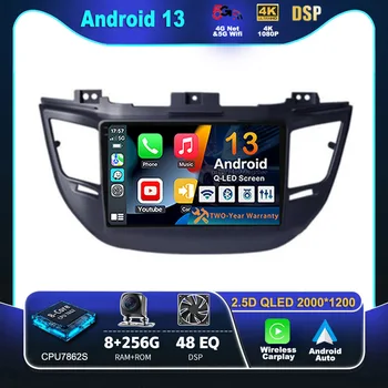 Android 13 Carplay DSP automobilinis radijas Hyundai Tucson IX35 3 2015 2016 2017 2018 Pagrindinis blokas 2Din Multimedia Video Player GPS Stereo