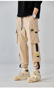 Naujo stiliaus kelnės Vyrai Pavasario ir rudens laisvos mados kelių kišenių dilimui atsparios darbinės kelnės