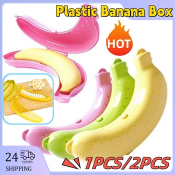 Bananų dėžutė Nešiojama lengvai valoma Daugiaspalvis Pasirenkama aukštos kokybės medžiaga Namų saugojimas Bananų laikymo dėžutė 3 spalvos plastikas