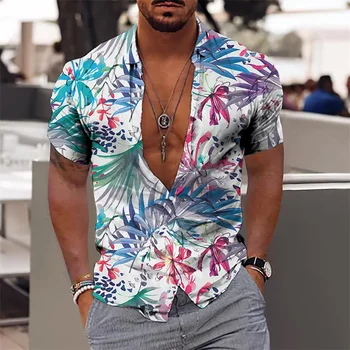Havajų marškiniai trumpomis rankovėmis Vyrų vasaros išpardavimas Gėlių raštai Oversized 3D spausdinimas Vyriški drabužiai Dazn Vintage Fashion Y2k Tops
