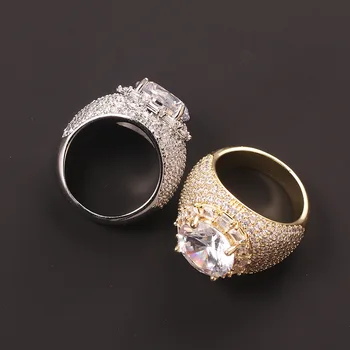 Hot Selling INS Live Broadcast Full Zircon Set Diamond Ring Trendsetter Hip-Hop Men and Women's Gold Ring Jewelry