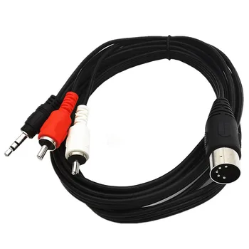 5 Prisegti DIN kabelį 5-Pin-DIN į 2RCA vyrišką 3.5 mm vyrišką garso kabelį, naudojamą garso įrangoje 1.8 metras